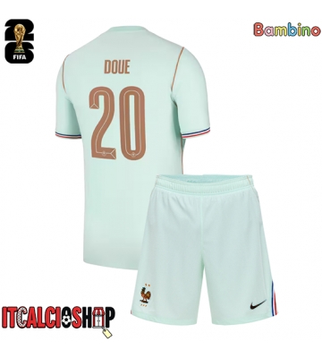 Francia Desire Doue #20 Seconda Maglia Bambino Mondiali 2026 Manica Corta (+ Pantaloni corti)